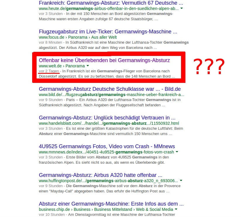 Screenshot google search germanwings crash
