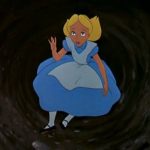 alice fällt tief in den kaninchenbau